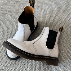 Dr. Martens White Leather Boots with Black Panels